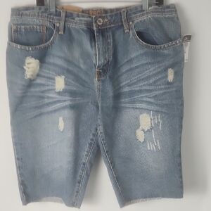 Carbon Blue Distressed Jean Shorts